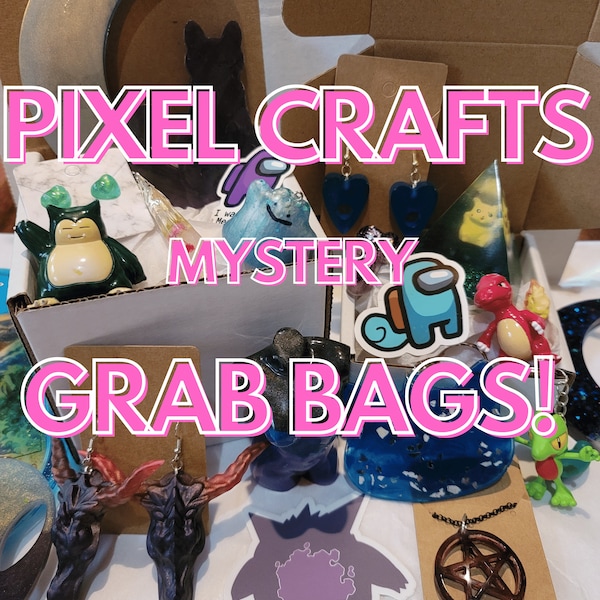 Mystery Crafts, Pokémon, Resin, Sticker and Jewelry Grab Bag! Small, Medium and Large Size Mystery Grab Bags Available!