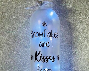 Snowflakes Kisses From Heaven Christmas Light Bottle: Memorial Decor
