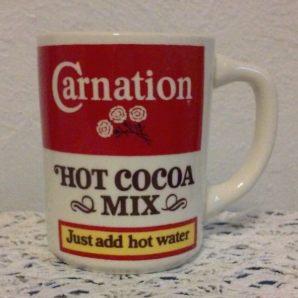 Vintage Carnation Hot Cocoa Mix Mug, Hot Chocolate, Just Add Hot Water