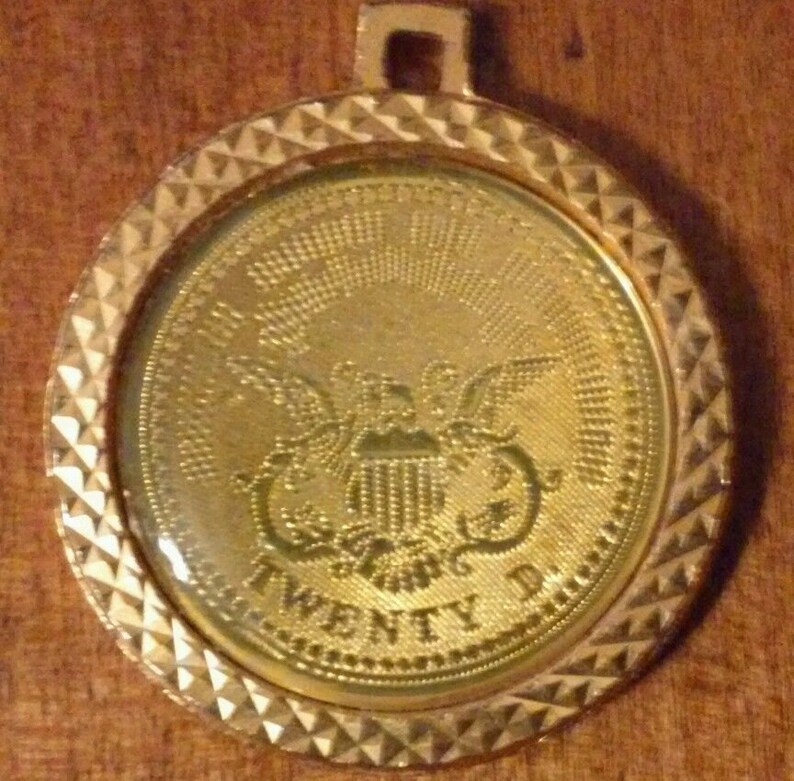 Vintage Twenty Dollar Coin Replica Gold Tone Pendant 1776 | Etsy
