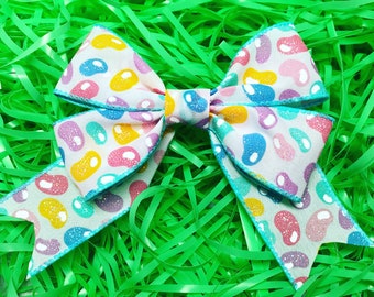 Jelly Bean Double-Pinched Hair Bow Spring Hair Bow Easter Hair Bow