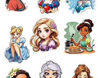 Disney Princess Sticker PNGs – Printable Digital Files