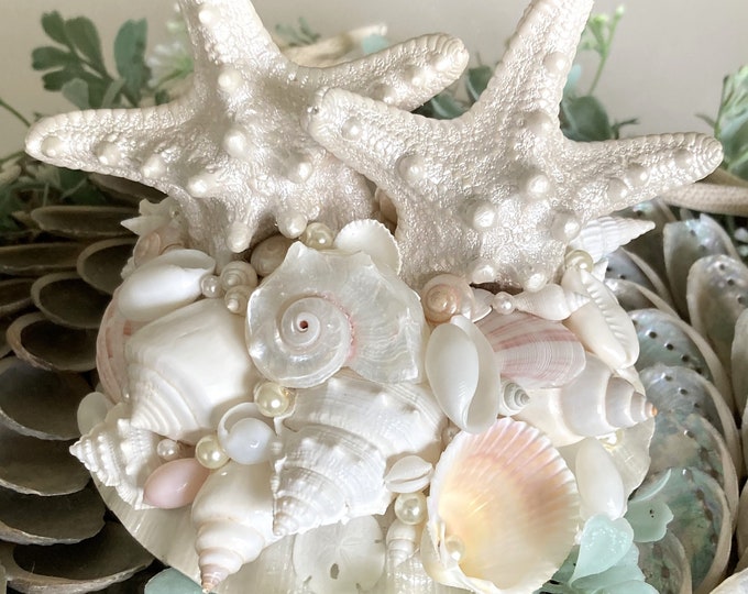 Beach Theme Starfish Cake Topper with Shells - 5