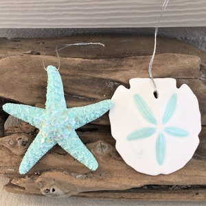 Beach Ornament, Beach Decor, Starfish Ornament, Sand Dollar