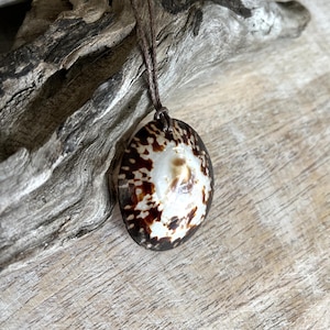 Shell Pendant Necklace, Natural Seashell Jewelry, Boho Beach Necklace, Coastal Gift for Her, Mermaid Necklace, Adjustable Cotton Cord.