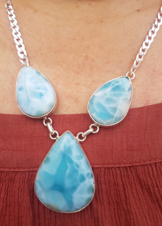 Larimar Stone Blue Tower Pendant Larimar Stone Blue Tower Pendant