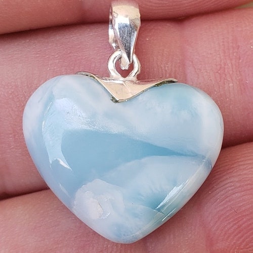 Kleurrijke LARIMAR 925 sterlingzilveren harthanger (la-110)