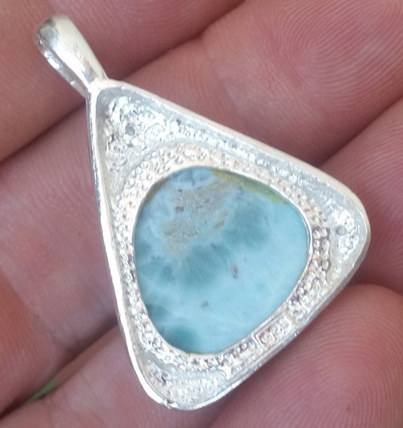 autentic BLUE jewelry larimar 925 sterling silver PENDANT ad-100