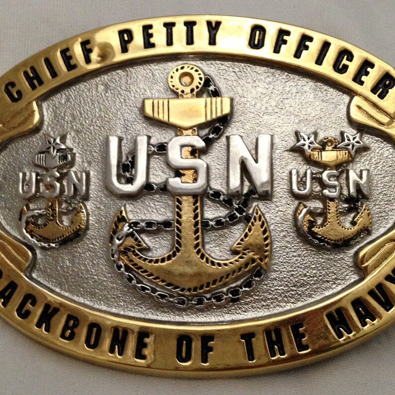 Custom Made Navy CPO Belt Buckle solid Brass and Gold Etsy