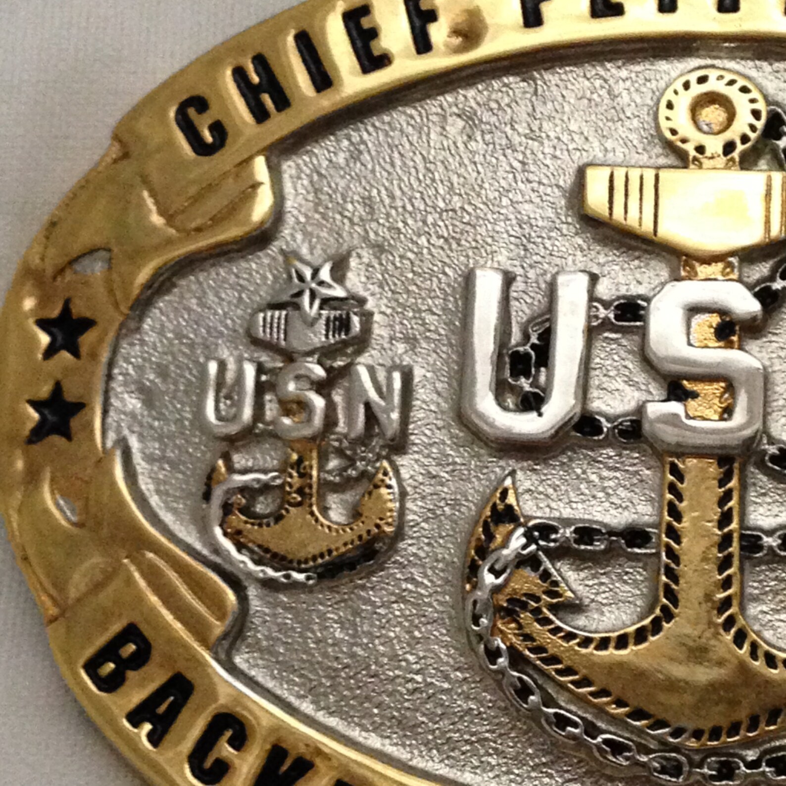 Custom Made Navy CPO Belt Buckle solid Brass and Gold Etsy