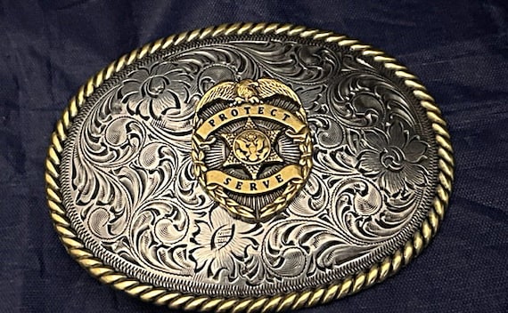 To Protect and Serve Western Style Belt Buckle