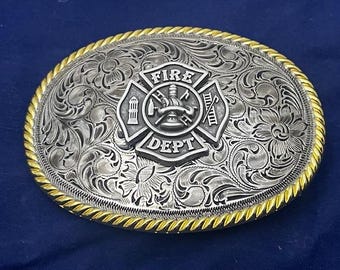 Fire Department FD Tribute Belt Buckle Western Style
