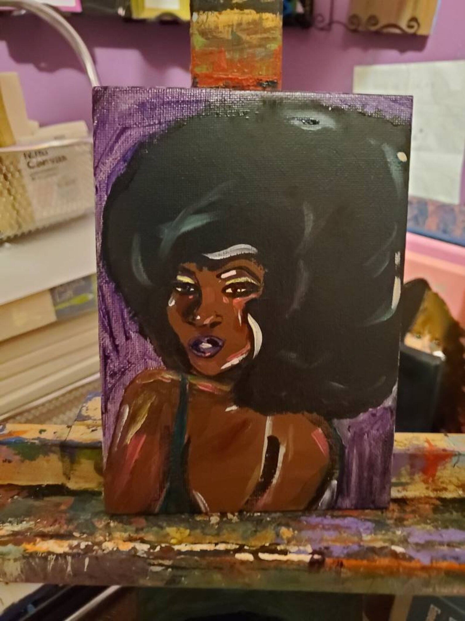 Amber Original Acrylic Painting on Canvas Panel Etsy