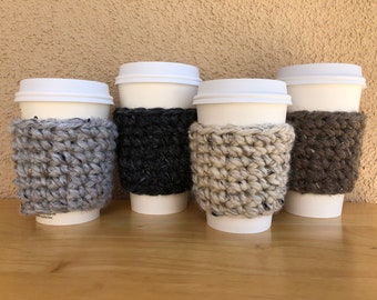 Crochet Coffee Cozy Chunky Oatmeal, Coffee Cup Sleeve Reusable, Paper Coffee Cup Cozie, Teacher Gift, Coffee Gift, Party Favors