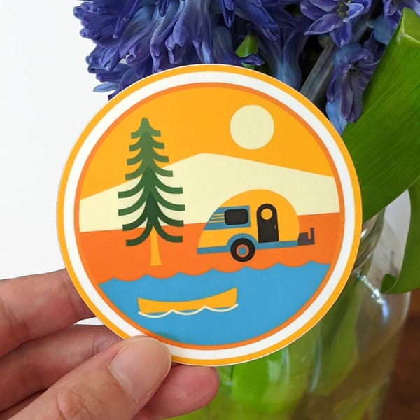 Teardrop Camper Adventures Vinyl Sticker 3 inches