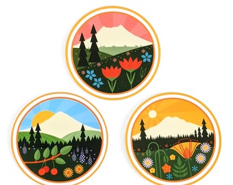 Pacific Northwest Vinyl Sticker Pack of 3, each sticker measures 3 inches