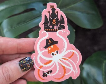 Naklejka winylowa Pink Kraken o wysokości 3 cali