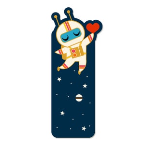 Você tem meu coração Astronauta Die Cut Bookmark, 16pt Cartão reciclado, 2x6, tintas vegetais