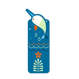 Marcador de página Narwhal Die Cut, papel cartão reciclado de 16 pontos, 2x6, tintas vegetais