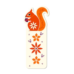 Squirrel Die cut Bookmark, 16pt recycled Cardstock, 2x6, vegetable-based inks