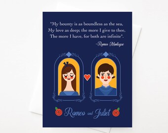 Romeo and Juliet, A2 greeting card with envelope by Amber Leaders