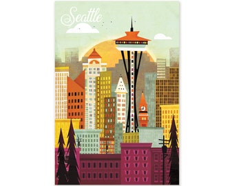 Seattle 4x6 Postcard by Amber Leaders