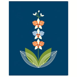 Mom's Orchid (blauw) van Amber Leaders 5x7, 8x10, 11x14, 16x20 art print mid-century modern