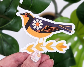 Varied Thrush Vinyl Sticker 3.25 inches wide, waterproof