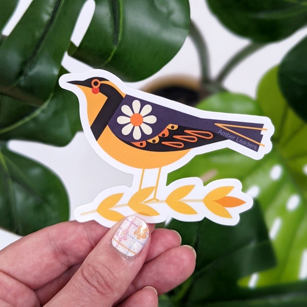 Varied Thrush Vinyl Sticker 3.25 inches wide, waterproof