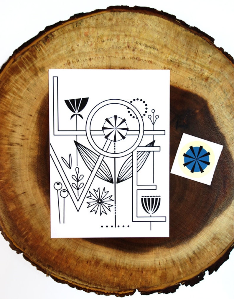 Love Coloring Postcard by Amber Leaders 5x7 includes 1 sticker