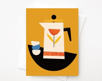 French Press, A2 greeting card with envelope by Amber Leaders