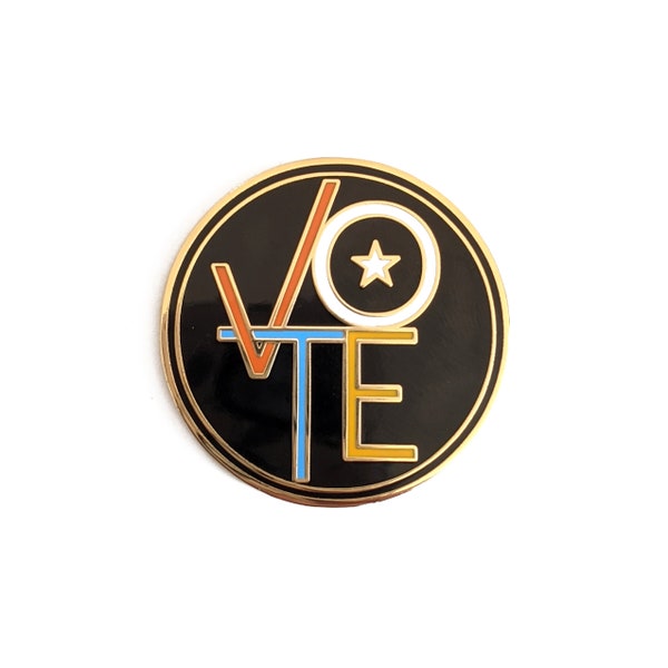 Vote Hard Enamel Pin 1.25" By Amber Leaders