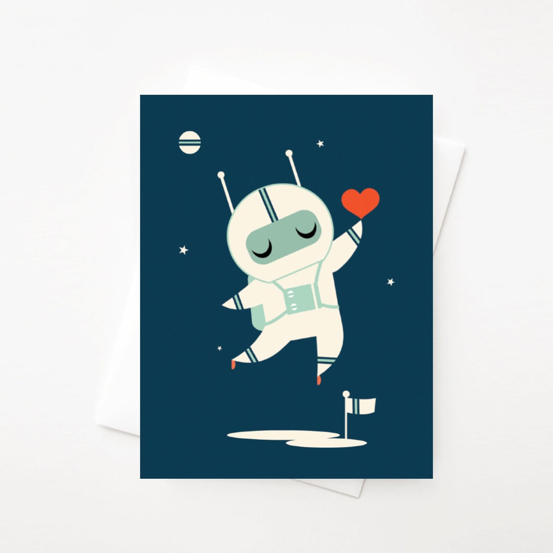 Outer Space Valentines Day Card for Kids Digital Download 