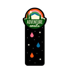 Adventure Awaits, marcador de livro cortado, papel cartão reciclado de 16 pontos, 2x6, tintas vegetais