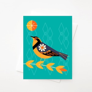 Varied Thrush, Blank A2 greeting card with envelope by Amber Leaders