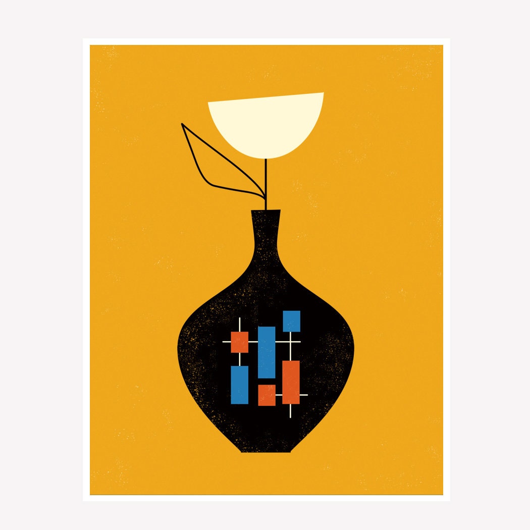 MidCentury Modern Vase Art Print — Amber Leaders Designs