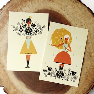 Friendship Postcards, May's Flowers, April Showers by Amber Leaders 4x6 postcard
