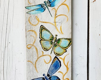 Butterflies and dragonflies porch board
