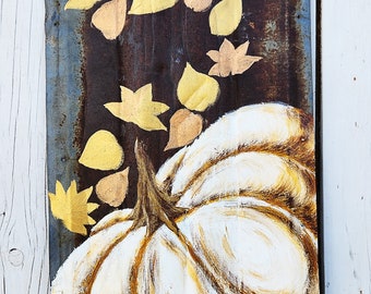 Fall sign, pumpkin, hand painted, fall decor