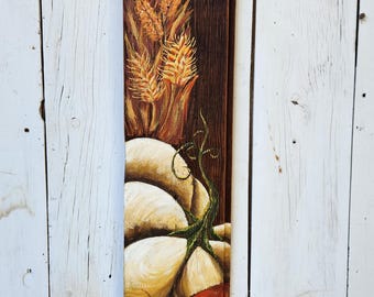 Hand-Painted Orange and White Pumpkins on Reclaimed Barn Wood, Rustic Fall Decor, Green Vine and Wheat Farmhouse Art