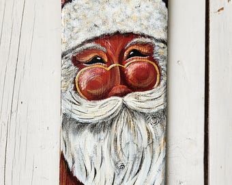 Victorian Santa Hand-Painted on Reclaimed Wood | Rustic Christmas Decor