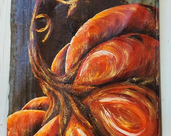 Hand-Painted Pumpkin & Vine on Reclaimed Farm Metal | Rustic Fall Decor