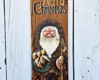 Santa on reclaimed wood, Santa Claus, Victorian Santa