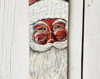 Victorian Santa Hand-Painted on Reclaimed Wood | Rustic Christmas Decor