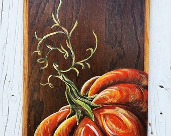 Fall sign, pumpkin, hand painted wood, fall decor