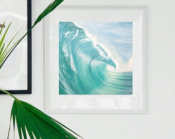 Turquoise Wave Giclee Print |  Seascape Painting | Wall Art | Nautical Art | Wave Art Print