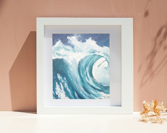 Blue Surf 8x8 Giclee Print |  Coastal Wall Art | Wave Artwork | Ocean Print