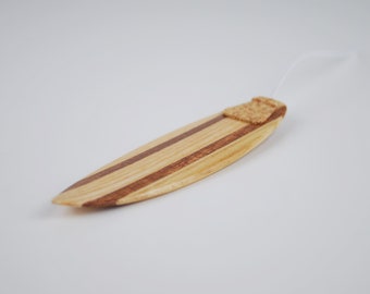 Mini wooden surfboard pendant for car mirror