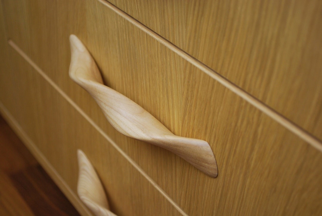 Wooden Drawer Handle, Wavy Pull, Twisted Dresser Handle Etsy