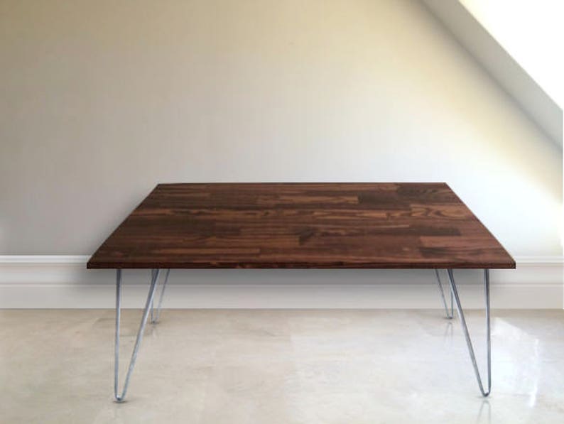 48x20 Hairpin Coffee Table In Red Oak Stain Color Rustic Wood Modern Free